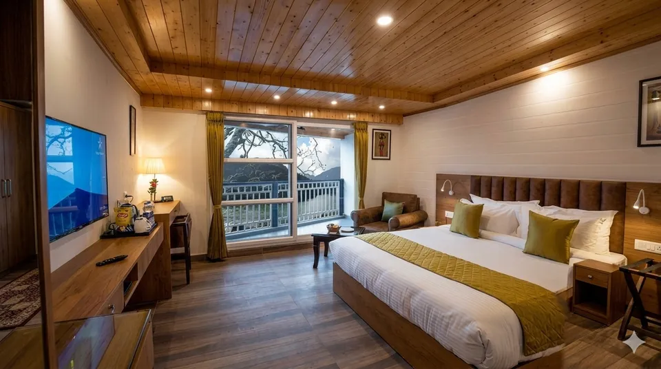 Comfortable guest room at The Imperial Green, Nainital, with modern amenities and lake views.
